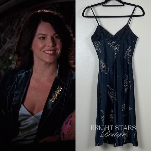 Rare Black Silk Embellished Dress ALT Color ASO Lorelai Gilmore Girls Beaded - Picture 2 of 7